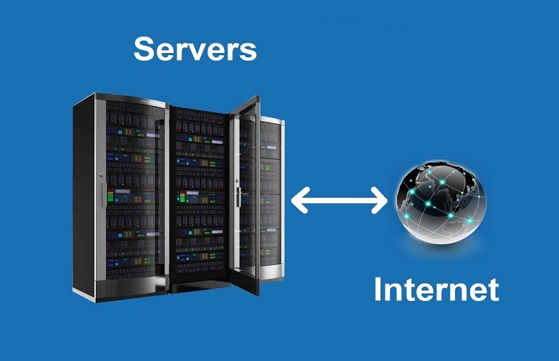 server storage with arrow directing to the internet 